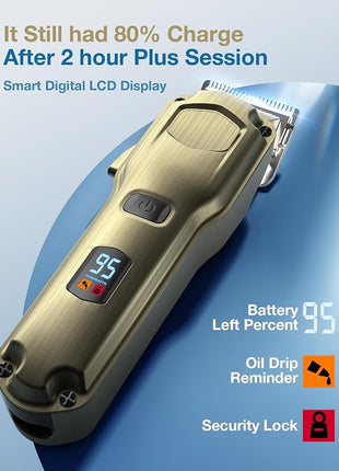 oneisall Dog Clippers for Grooming for Thick Heavy Coats/Low Noise Rechargeable Cordless Pet Shaver with Stainless Steel Blade/Waterproof Dog Shaver for Dogs Pets and Animals (Gold)