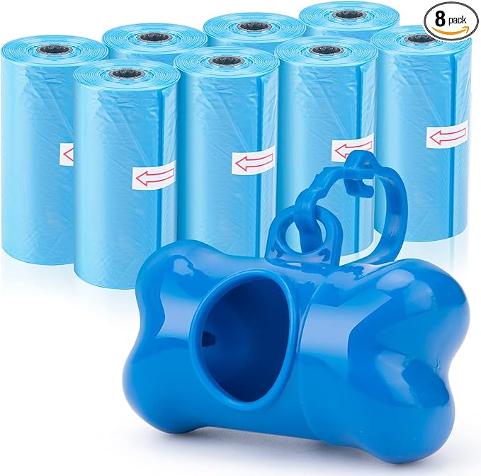 Depets Dog Poop Bag, Extra Thick Doggie Poop Bags with Dispenser and Leash Clip, Leak-Proof Dog Waste Bags, 11.8 × 8.7 in Poop Bags for Dogs Cats, Blue, 160 Count