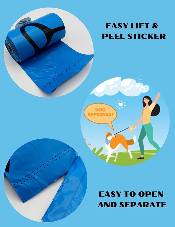 Buddy Bags Premium Dog Poop Bags, Unscented, Extra Thick & Strong, Bold “Open Here” Arrow, 18 Refill Rolls, 270 Earth Friendly Bags.