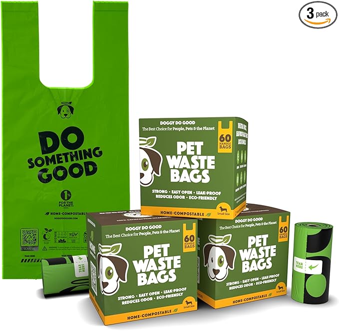 Doggy Do Good Poop Bags for Dogs (180 Ct), Easy Open Dog Poop Bags Rolls, Certified Home Compostable