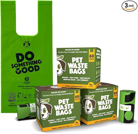Doggy Do Good Poop Bags for Dogs (180 Ct), Easy Open Dog Poop Bags Rolls, Certified Home Compostable