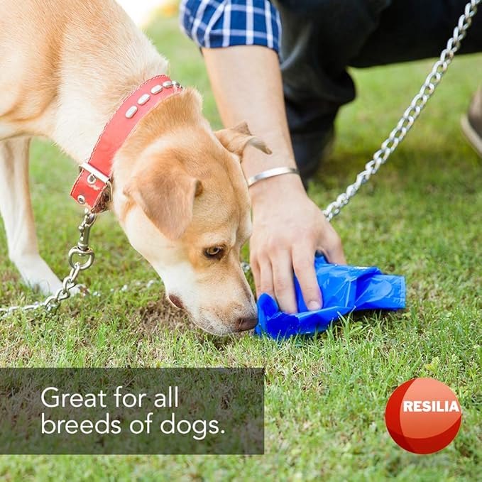 Resilia Commercial Grade Dog Poop Bags - Heavy Duty Pet Waste Removal Bag For Dogs, Cats, and Other Animals, Unscented, Blue, 8.5" W x 14" L, 1 Mil, 0.001 Inch, 800 bags, 4 Rolls of 200 Bags