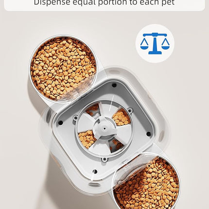 Automatic Cat Feeder, WellToBe 3.5L Timed Dry Food Dispenser for 2 Cats, Dual Power Supply (AC/Battery Backup) with 10-Second Voice Recorder, Programmable Pet Feeder for Multiple Cats