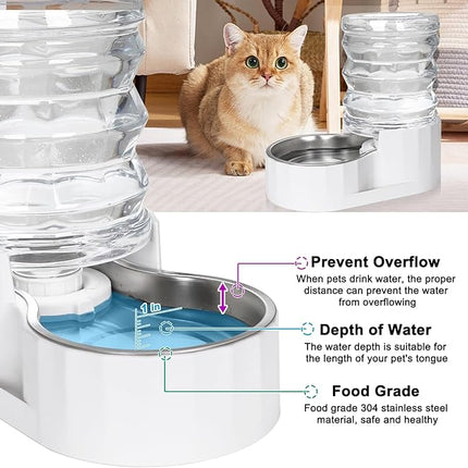 RIZZARI Dog Water Bowl Dispenser: 5L Large Automatic Stainless Steel Gravity Feeder with Specialized Brush and Triple Filter - for Cats with Joint Spine Pain - for Kitchen Bedroom