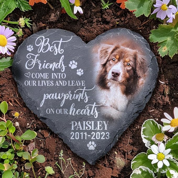 Personalized Dog Memorial Gifts for Loss of Dog, Custom Photo Pet Stone, Personalized Memorial Gifts for Pet Loss, Gift for Cat Lovers, Stones for Dogs, Cemetery Decorations for Grave Q2