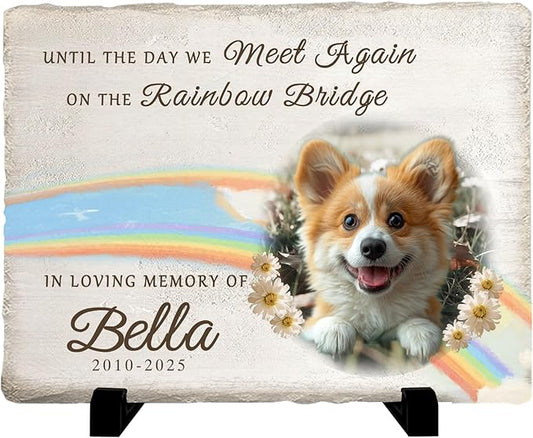Personalized Pet Memorial Stone, Custom Dog Memorial Gifts for Loss of Dog with Photo Name Date, Dog Remembrance Gift, Loss of Dog Sympathy Gift for Dog Cat Lovers (Quote 4)