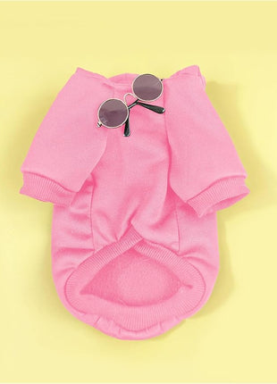 QWINEE 3Pcs Dog Hoodie Cat Apparel Dog Custume Set with Necklace and Sunglasses Pet Clothes for Puppy Small Medium Dogs Cats Light Pink X-Large