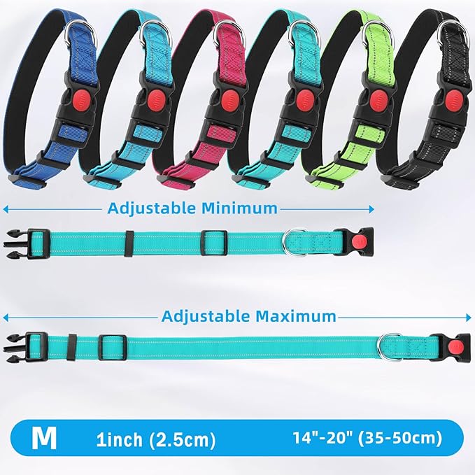 6 Sets Reflective Dog Leash and Collar Set, Nylon Leashes Adjustable Dog Collar Heavy Duty Padded Handle Leash for Small Medium Large Dogs Walking Training(Stylish Color)
