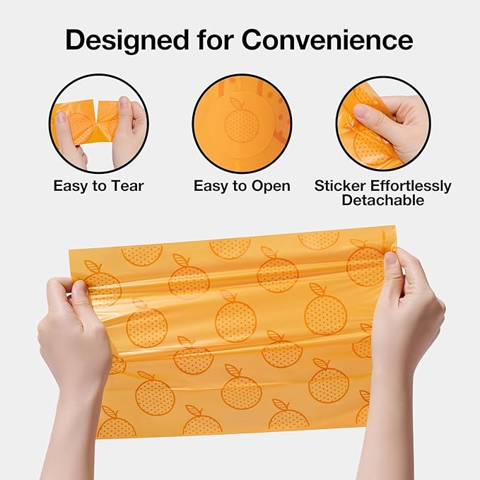 VETRESKA Citrus Scented Dog Poop Bags, Leak Proof, Extra Thick and Large Pet Waste Bags for Dogs Walking, Cat Litter and Babies' Diaper, 540 Count Bags (36 Refill Rolls), Orange