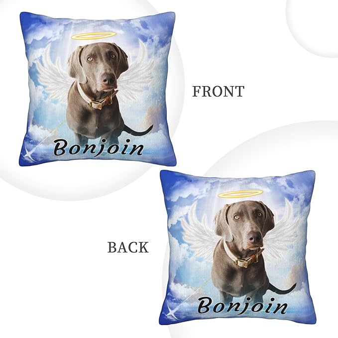 Funnylife Personalized Pet Memorial Throw Pillow with Photo Pet Memorial Gifts for Dogs Cats Loss of Dog Sympathy Gift Dog Bereavement Remembrance Picture Pillow