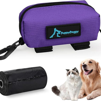 PuppyDoggy 1 Pack Poop Bag Holder for Dogs and Cats Waste Bag Dispenser Poop Bag Pouch Dispenser with 1 Roll of Free Poop Bags for Dog Leash Accessory Bicycle