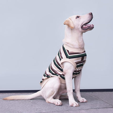 Large Dog Striped T Shirts Clothes Sleeveless Tank Top Vest for Pitbull Labrador, Yellow, 3X-Large