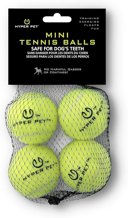 Hyper Pet MINI Tennis Balls for Dogs, Safe Dog Ball for Exercise & Training, Interactive Toys work with Hyper Pet K9 Kannon MINI Launcher - 4 Pack Green