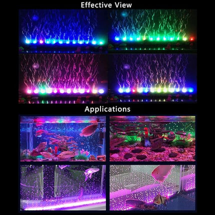PULACO 2W Aquarium Fish Tank Air Stone with Automatic Color Changing LED Light (Length -10" for Small Fish Tank) for Aquarium Air Pump
