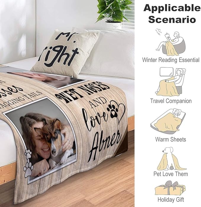 Artsadd Dog and Cat Memorial Gifts, Pet Loss Memorial Blanket, Custom Dog Blanket, Personalized Pet Remembrance Gifts, Loss of Pet or Cat Remembrance Sympathy Grief Condolence Bereavement Gifts