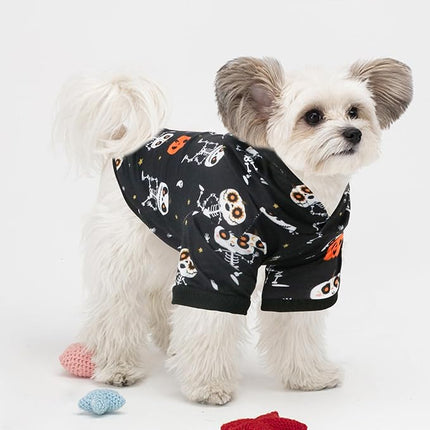 Halloween Dog Hoodies for Large Dogs: Puppy Pumpkin Sweatshirt Winter Warm Ghost Bat Costume Halloween Dog Hooded Clothes Pet Cat Holiday Apparel (Black, L)