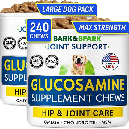 Glucosamine Chondroitin Dog Hip & Joint Supplement - Joint Pain Relief - Hip & Joint Chews for Dogs - Joint Support Large Breed - Senior Doggie Vitamin Pills Joint Health - (240 Treats - Bacon)