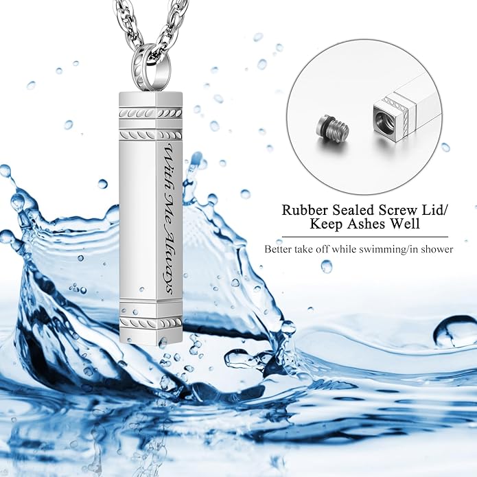 abooxiu Urn Necklace for Ashes Memorial Cremation Jewelry for Ashes Stainless Steel Ashes Jewelry Cube Ashes Necklace Bar Urn Pendant for Women Men
