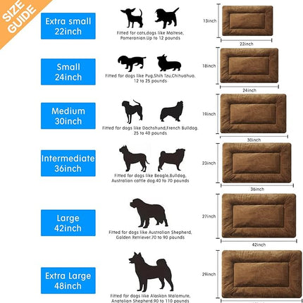 Dog Beds Crate Pad for Dogs Ultra Soft Dog Crate Bed Washable & Anti-Slip Kennel Pad for Dogs Cozy Sleeping Mat (48inch, Brown)