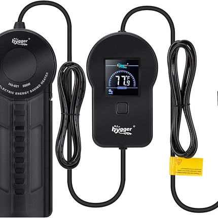 hygger 500W Aquarium Heater, Submersible Fish Tank Water Heater with External Color LED Digital Temperature Controller, Fast Heating for 60~120 Gallon