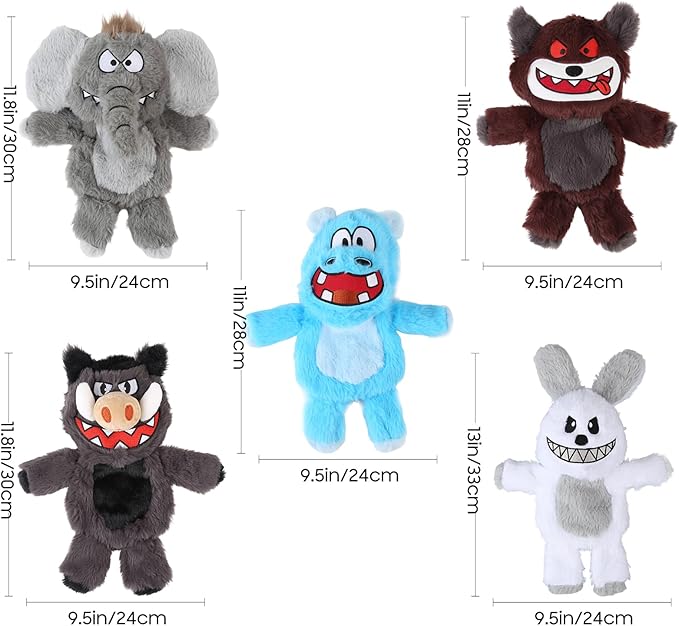 Squeaky Dog Toys, 5 PCS Crinkle Dog Toy Plush, Dog Toys Value Pack for Small Medium and Large Dogs, Dog Chew Toys to Keep Them Busy