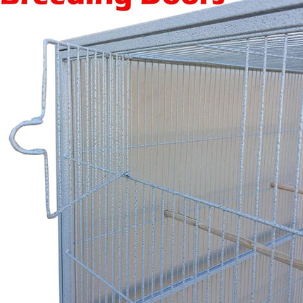 64" Extra Large Wrought Iron Breeding Flight Canary Parakeet Cockatiel Lovebird Finch Cage Side Nesting Doors Easy Clean Pull Out Tray with Removable Rolling Stand
