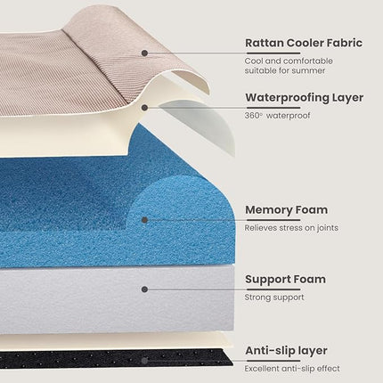 Laifug Orthopedic Memory Foam Extra Large Dog Bed with Pillow and Durable Waterproof Liner and Removable Washable Cover and Smart Design (Large (46" x 28" x 8"), Brown)