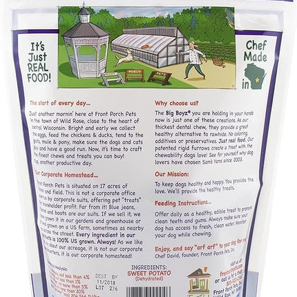 Sams Yams Sweet Potato Dog Treats, Healthy Dog Treats for Large Dogs - Sweet Potato Dog Treats Made in USA, High Fiber, Vegan Dental Chews - Big Boyz, Sweet Potato Dog Chewz, 15oz (Pack of 3)