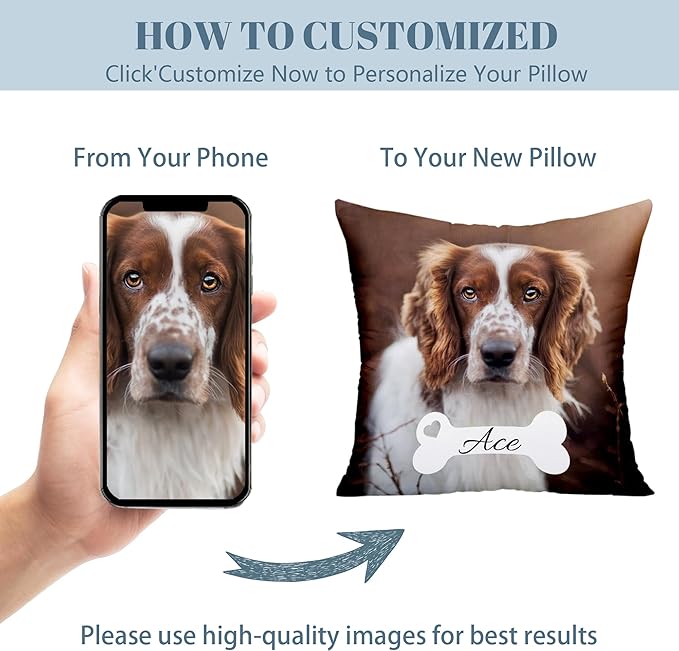 Funny DIY Personalized Pet Memorial Throw Pillows with Pictures Name, Custom Pet Memorial Gifts for Loss of Dogs, Dog Cat Memorial Pillow, Customized Bereavement Sympathy Gifts for Pet Lover