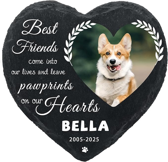 Dog Memorial Gifts for Loss of Dog Cat,Personalized Pet Memorial Stone with Photo Name,Custom Pet Remembrance Gifts,Cat Memorial Sympathy Gift,Dog Passing Away Gifts,Memorial Plaques for Dogs