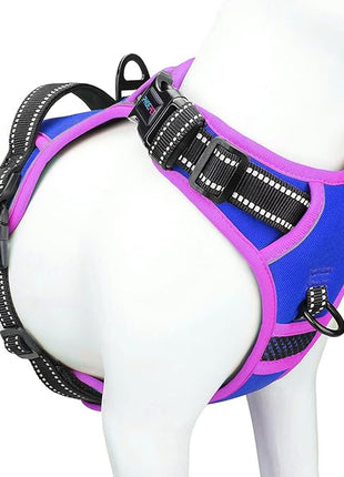 PHOEPET 2019 Upgraded No Pull Dog Harness, Reflective Adjustable Vest, with a Training Handle + 2 Metal Leash Hooks+ 3 Snap Buckles +4 Slide Buckles(XS, Royal Blue)