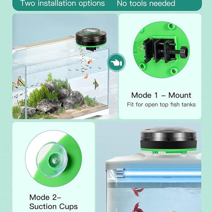 Automatic Fish Feeder for Aquarium - Moisture-Proof and Precision Feeding Betta Vacation Feeder, USB Rechargeable Auto Fish Food Dispenser with Timer,LCD Display