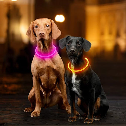 Light Up Dog Collar, Dlitk Rechargeable Cuttable LED Dog Collars, Pet Safety Light at Night Walking for Small Medium Large Dogs, Do Not Use Fast Charging (Orange)