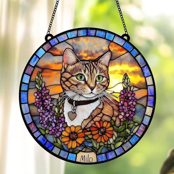 Custom Dog Portrait Stained Glass Suncatcher, Pet Memorial Stained Glass Photo Suncatcher, Staineds Glass Dog Memorial, Loss of Dogs Sympathy Gift Personalized, Pet Loss Gifts /11