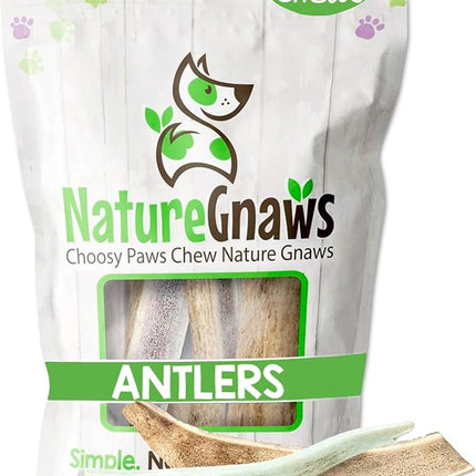 Nature Gnaws Antlers for Dogs (1Lb) - Mix of Elk and Deer Antler - Variety of Split and Whole Pieces - Long Lasting for Aggressive Chewers and Large Dogs (Packing May Vary)