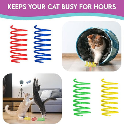 SPOT Colorful Cat Spring Toys – 2" Bouncy Coils for Indoor Cats & Kittens to Swat, Chase, Bite – Interactive Enrichment Toys, Safe Plastic, 10-Pack, Multi-Color