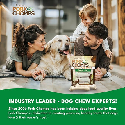 Pork Chomps Baked Pork Skin Dog Chews, 11-inch Knots, 4 Count