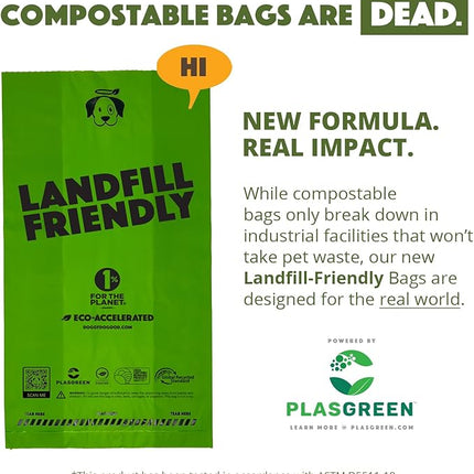 Doggy Do Good Landfill-Friendly Poop Bags | Dog Waste Bags Made with 50% Recycled Plastic + 15% Biobased Material | Unscented, Thick, Leak-Proof, Easy Open | Standard Size | 180 Count