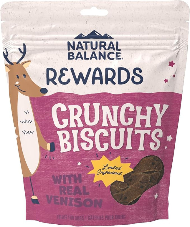 Natural Balance Limited Ingredient Rewards Crunchy Biscuits, Grain-Free Dog Treats for Adult Dogs of All Breeds, Venison Recipe, 28 Ounce (Pack of 1)