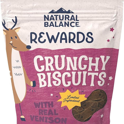 Natural Balance Limited Ingredient Rewards Crunchy Biscuits, Grain-Free Dog Treats for Adult Dogs of All Breeds, Venison Recipe, 14 Ounce (Pack of 1)