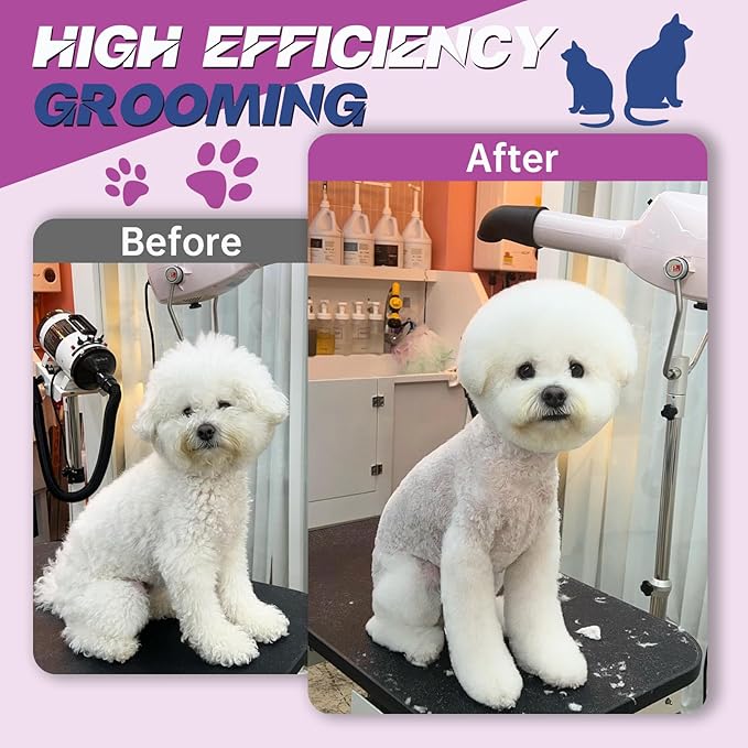 JASON 7" Ergonomic Curved Dog Scissors - Purple 440C Stainless Steel Grooming Scissors (28-Teeth, Down-Curved)