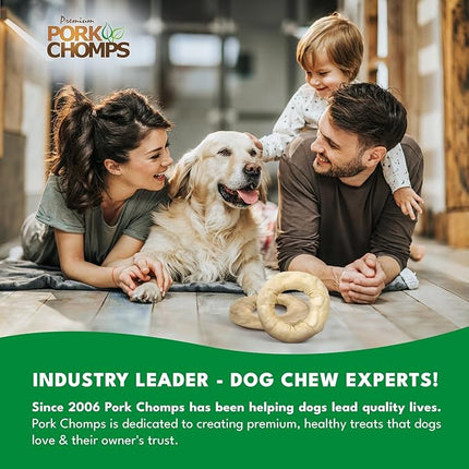 Pork Chomps Baked Pork Skin Dog Chew, 6-inch Bagel, 1 Count (Pack of 3)