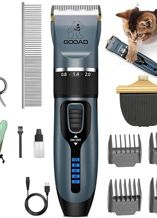 Cat Clippers, Professional Grooming Kit, Cordless Clippers for Thick Coats, Hair Trimmer, Low Noise Shaver Quiet Pet Tools Cats Dogs (Blue), 1.0 Count