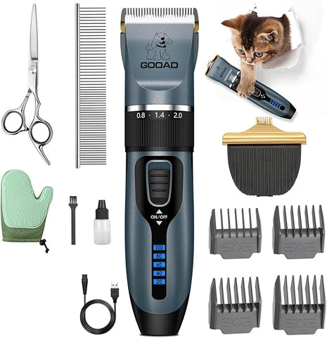 Cat Clippers, Professional Grooming Kit, Cordless Clippers for Thick Coats, Hair Trimmer, Low Noise Shaver Quiet Pet Tools Cats Dogs (Blue), 1.0 Count