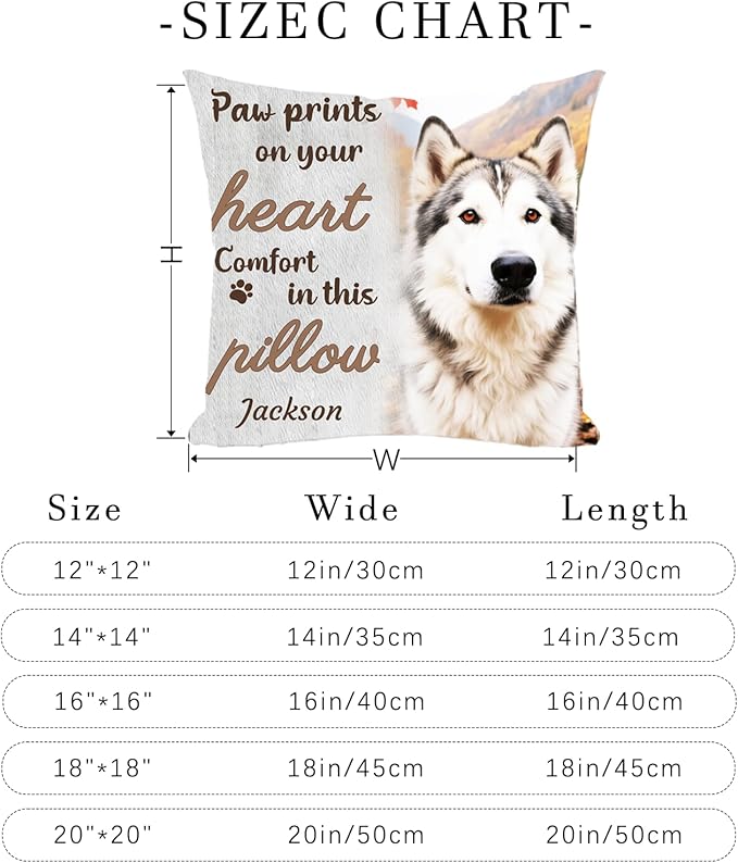 Custom Picture Pet Memorial Pillow, Personalized Dog Memorial Gifts for Loss of Dog, Sympathy Gift for Dog Bereavement & Remembrance Pillowcase (Style F)