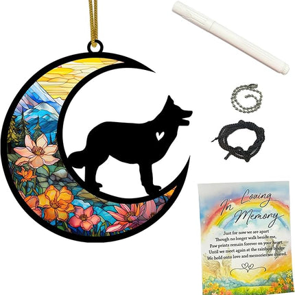 Border Collie Memorial Suncatcher, Personalized Rainbow Bridge Remembrance with Name & Date, Dog Lover Passing Away Gift, Loss of Pet Bereavement Gifts, Hanging Window Decor, Car