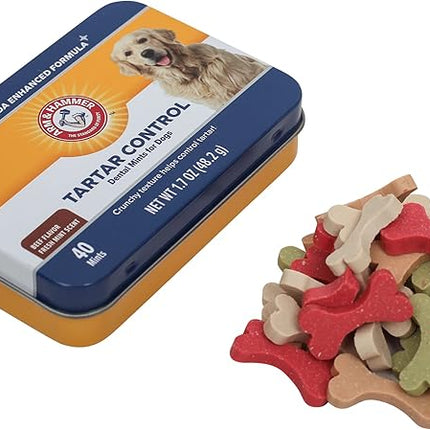 Arm & Hammer for Pets Tartar Control Dental Mints for Dogs Dog Dental Mints Reduce Plaque & Tartar Buildup for All Dogs Beef Flavor (Pack of 2)