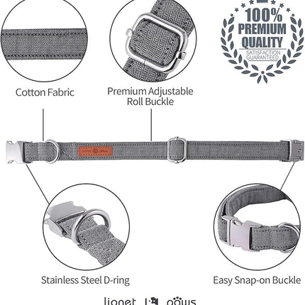 Lionet Paws Dog Collar with Bowtie, Durable Adjustable and Comfortable Collar for Large Dogs, Neck 16-24in