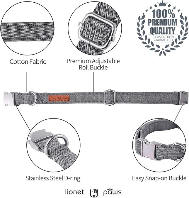 Lionet Paws Dog Collar with Bowtie, Durable Adjustable and Comfortable Collar for Large Dogs, Neck 16-24in