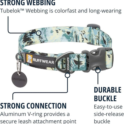 Ruffwear, Front Range Dog Collar, Adjustable Tubelok Webbing, Lightweight, Side Release Buckle, Aluminum V-Ring, Durable for Everyday Use, Sweeping Sage, 11"-14"